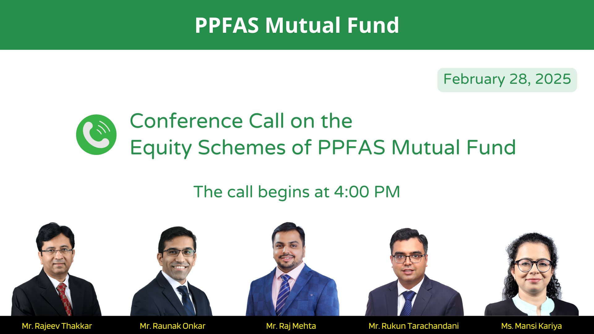 Conference Call on the Equity Schemes of PPFAS Mutual Fund