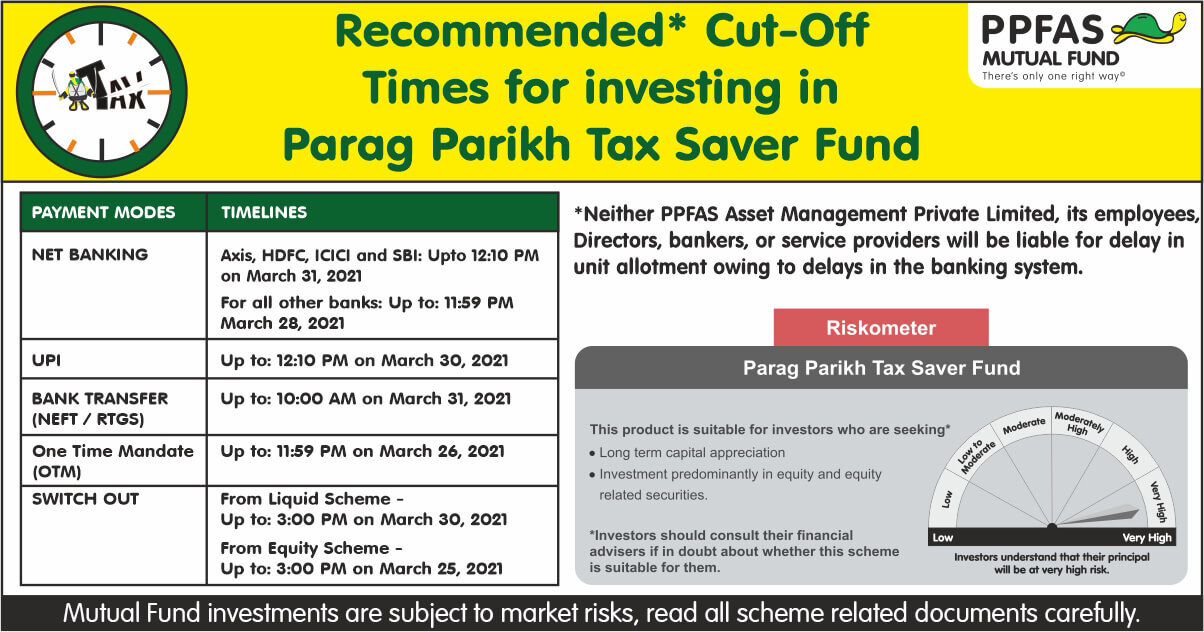 Recommended Cut-off Times for investing in PPTSF